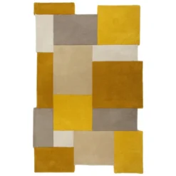 Abstrakt Teppich - Stracto Collage Ockergelb