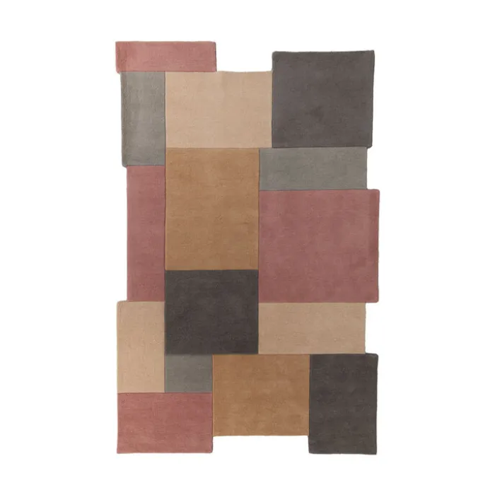 Abstrakt Teppich - Stracto Collage Rosa Beige