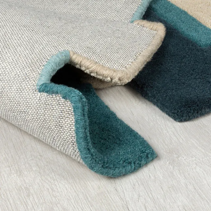 Abstrakt Teppich - Stracto Collage Petrol Blau