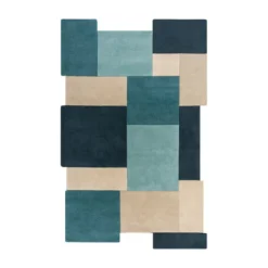 Abstrakt Teppich - Stracto Collage Petrol Blau