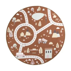 Auto Spielteppich Rund - Rocky Ride Terracotta