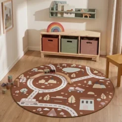 Auto Spielteppich Rund - Rocky Ride Terracotta