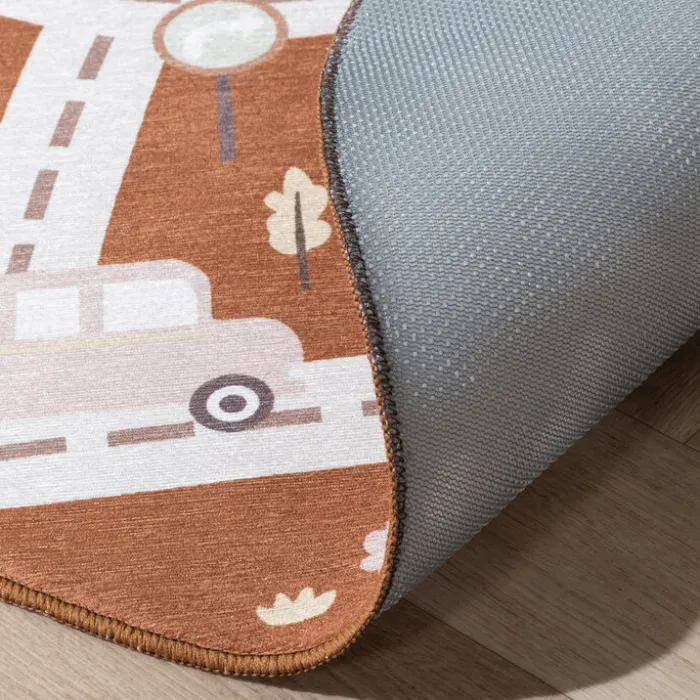 Auto Spielteppich Rund - Rocky Ride Terracotta