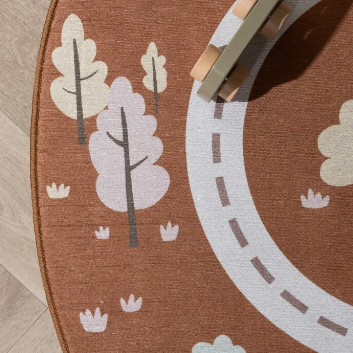 Auto Spielteppich Rund - Rocky Ride Terracotta