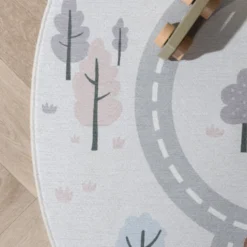 Auto Spielteppich Rund - Rocky Ride Weiß