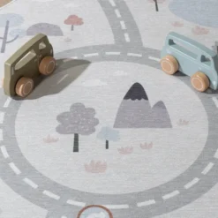 Auto Spielteppich Rund - Rocky Ride Weiß