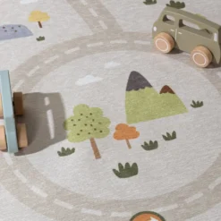 Auto Spielteppich Rund - Rocky Ride Grau