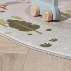 Auto Spielteppich Rund - Rocky Ride Grau