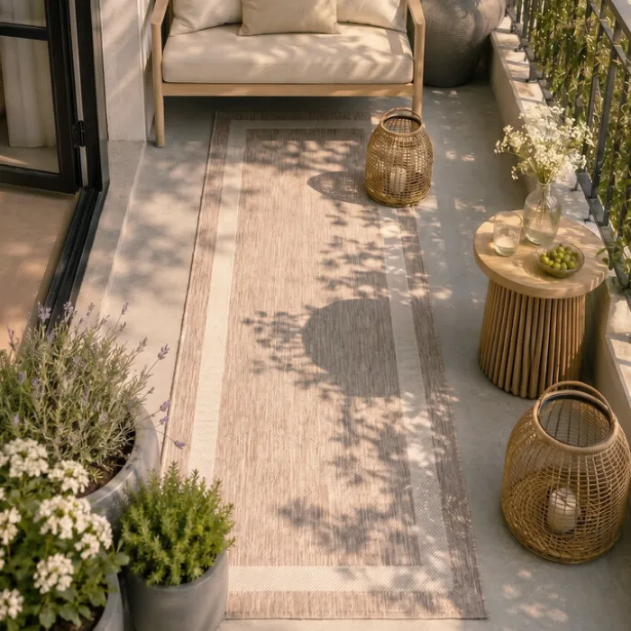 Balkonteppich - Sierra Border Beige Creme