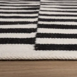 Baumwollteppich - Dazzle Blocks Schwarz Weiß