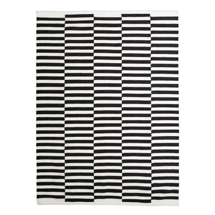 Baumwollteppich - Dazzle Blocks Schwarz Weiß