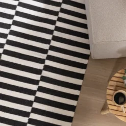 Baumwollteppich - Dazzle Blocks Schwarz Weiß