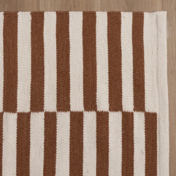 Baumwollteppich - Dazzle Blocks Braun Weiß