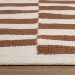 Baumwollteppich - Dazzle Blocks Braun Weiß
