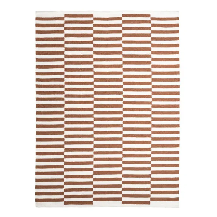 Baumwollteppich - Dazzle Blocks Braun Weiß