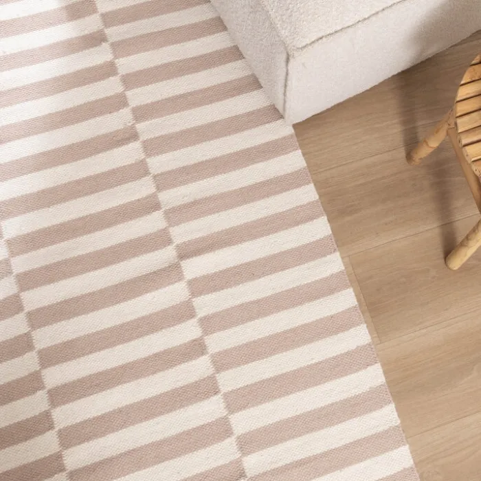 Baumwollteppich - Dazzle Blocks Beige Weiß