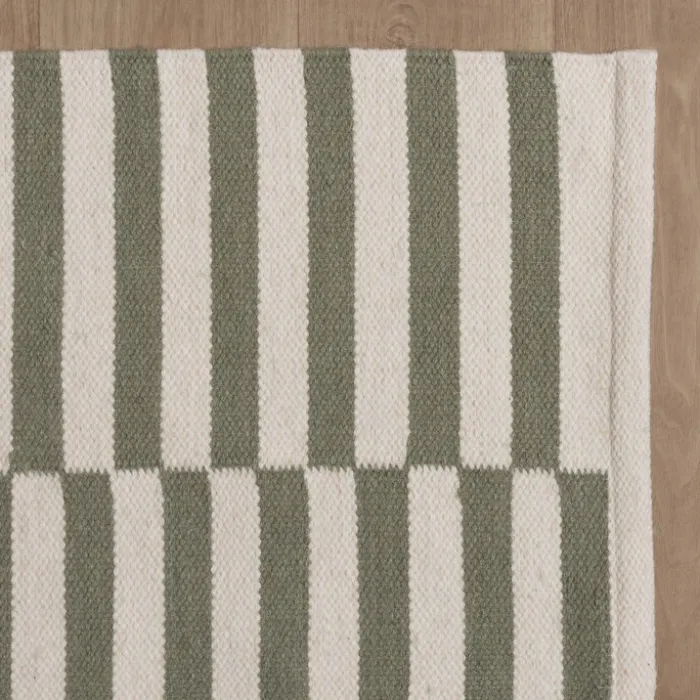 Baumwollteppich - Dazzle Blocks Grün Weiß