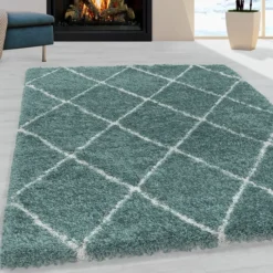 Berberteppich - Agadir Lines Blau Creme
