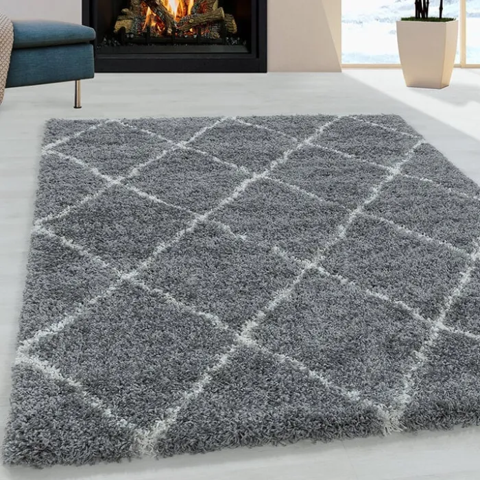 Berberteppich - Agadir Lines Grau Creme