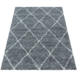 Berberteppich - Agadir Lines Grau Creme
