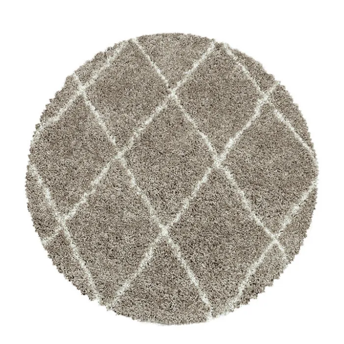 Berberteppich Rund - Agadir Lines Beige Creme