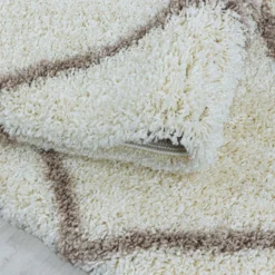 Berberteppich Rund - Agadir Lines Creme Beige