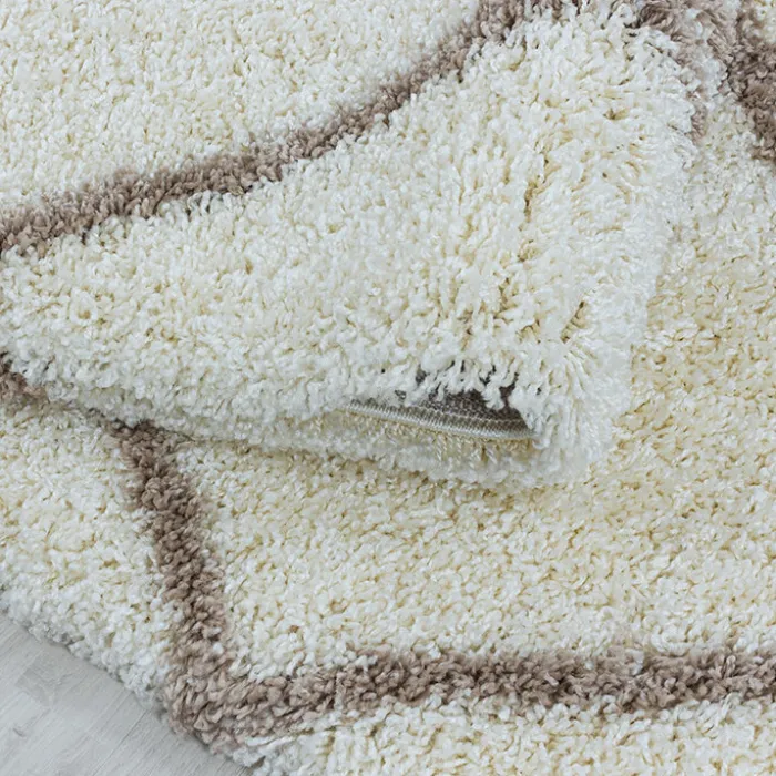 Berberteppich Rund - Agadir Lines Creme Beige