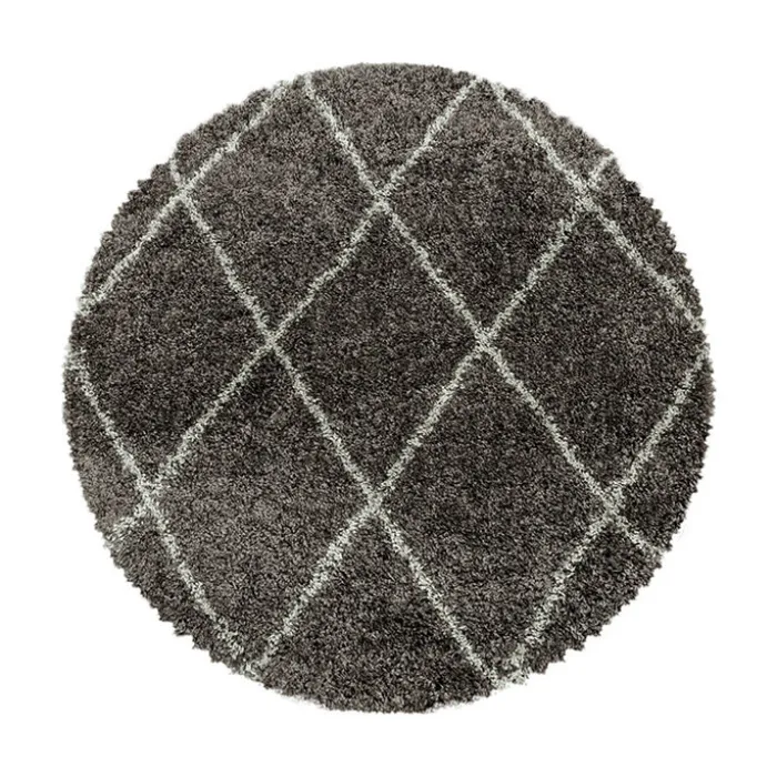 Berberteppich Rund - Agadir Lines Taupe Creme