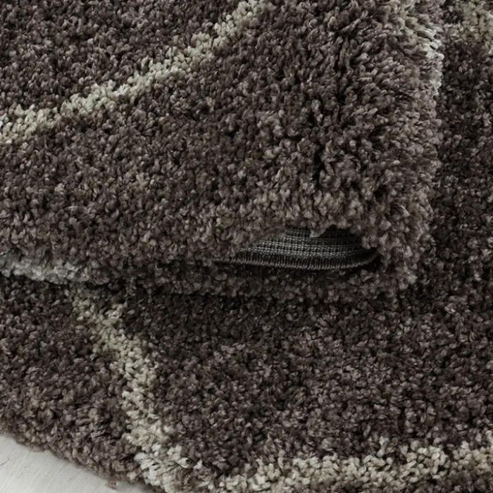 Berberteppich Rund - Agadir Lines Taupe Creme