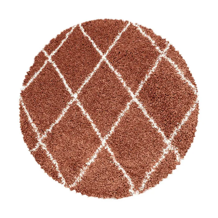 Berberteppich Rund - Agadir Lines Terracota Creme