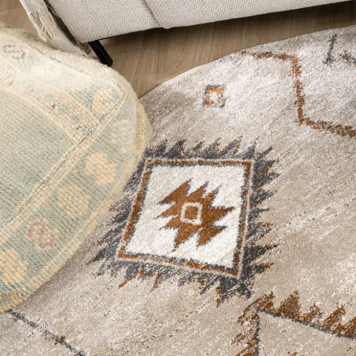 Berberteppich Rund - Blend Aztec Beige