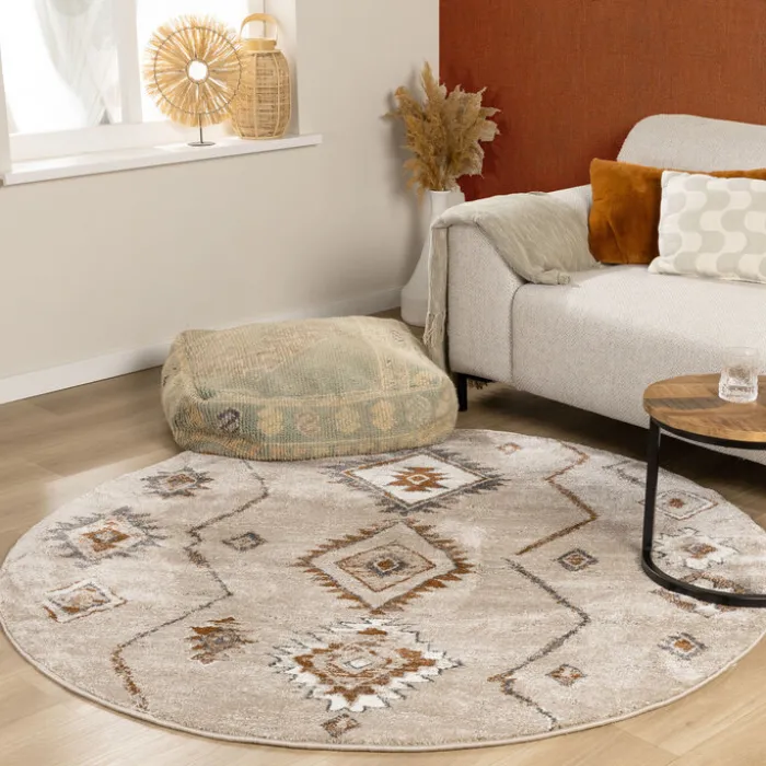 Berberteppich Rund - Blend Aztec Beige