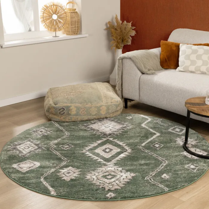 Berberteppich Rund - Blend Aztec Grün