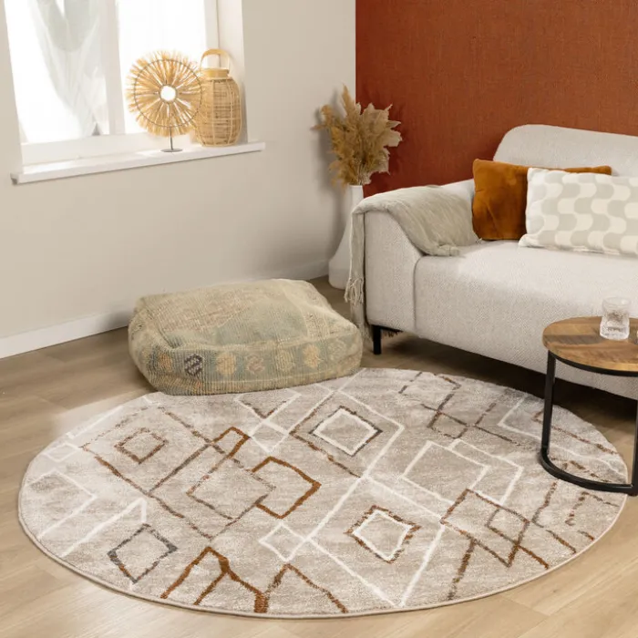 Berberteppich Rund - Blend Diamond Beige