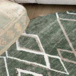Berberteppich Rund - Blend Diamond Grün