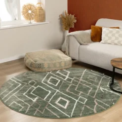 Berberteppich Rund - Blend Diamond Grün