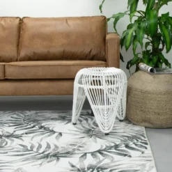 Boho Teppich - Palmier Blätter Grau