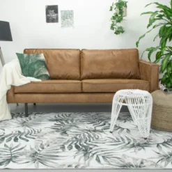 Boho Teppich - Palmier Blätter Grau