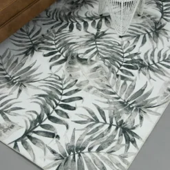 Boho Teppich - Palmier Blätter Grau