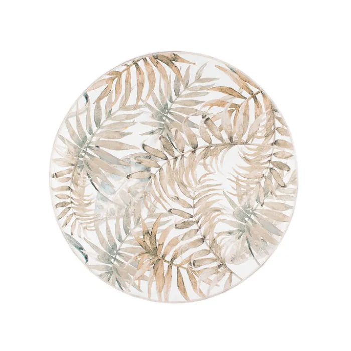 Boho Teppich Rund - Palmier Blätter Naturel