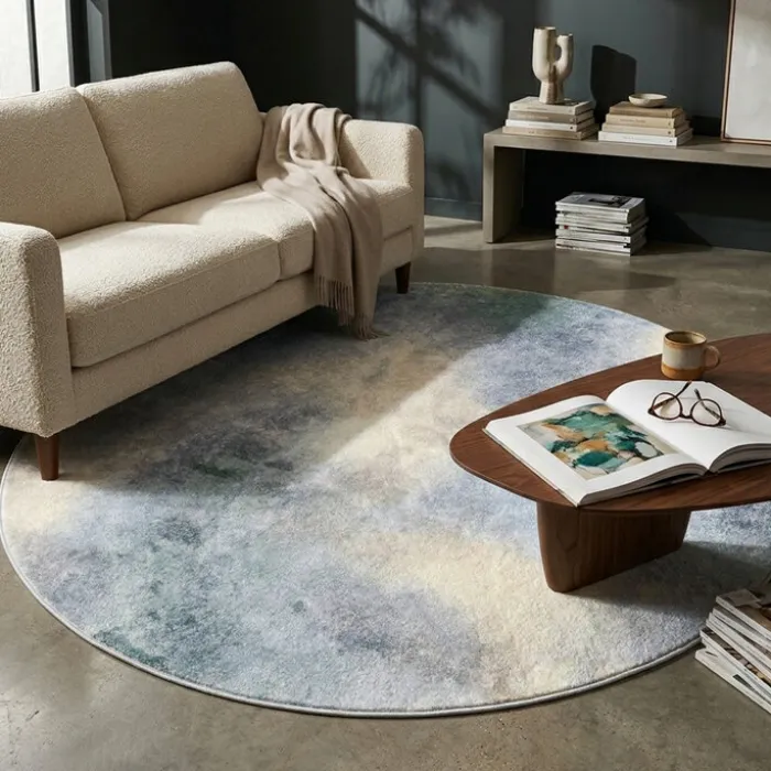 Designer Teppich Rund - Lunara Grau
