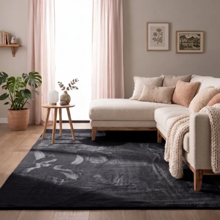 Flauschiger Teppich - Cozy Schwarz