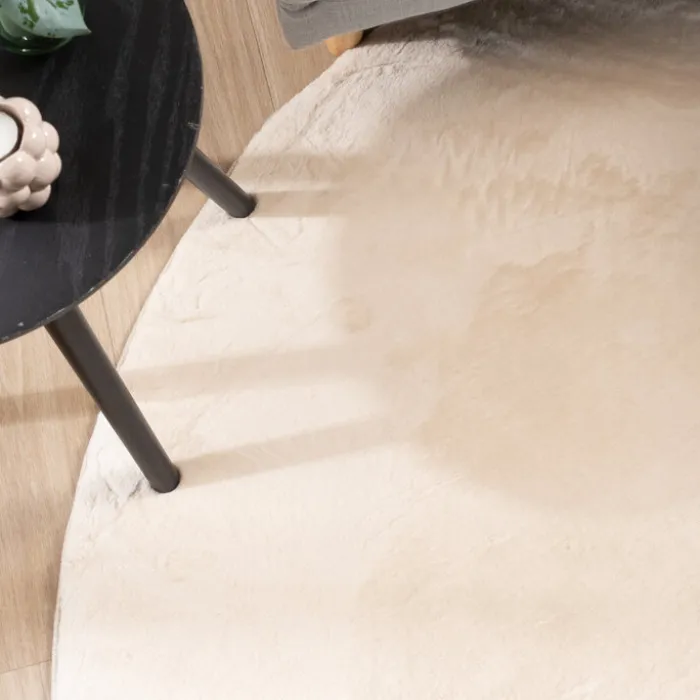 Flauschiger Teppich Oval - Cozy Creme
