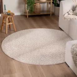 Flauschiger Teppich Rund - Bobby Creme