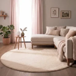 Flauschiger Teppich Rund - Cozy Creme