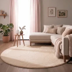 Flauschiger Teppich Rund - Cozy Beige