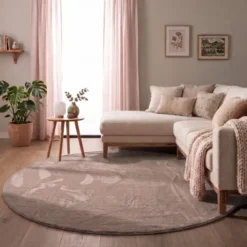 Flauschiger Teppich Rund - Cozy Taupe