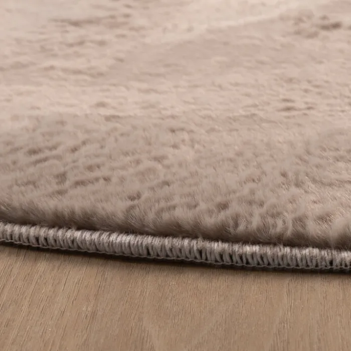 Flauschiger Teppich Rund - Cozy Taupe