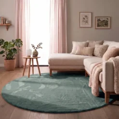 Flauschiger Teppich Rund - Cozy Grün