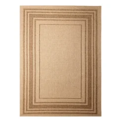 Garten Teppich Jute - Mavi Border Creme Braun